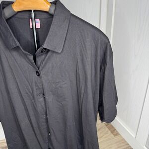 USBD Black Short Sleeve‎ Button Down Shirt Hidden Side Pockets | XXL